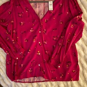 GAP Vibrant Floral Blouse - Red